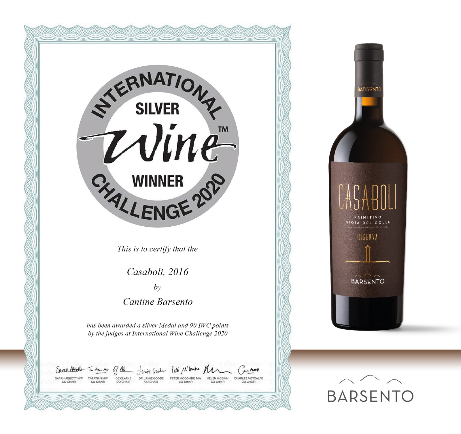 Vino Casaboli premiato con la medaglia d'argento all?International Wine Challenge